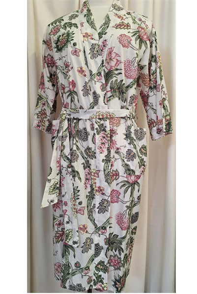 Cotton Robe  - Tree of Life - White