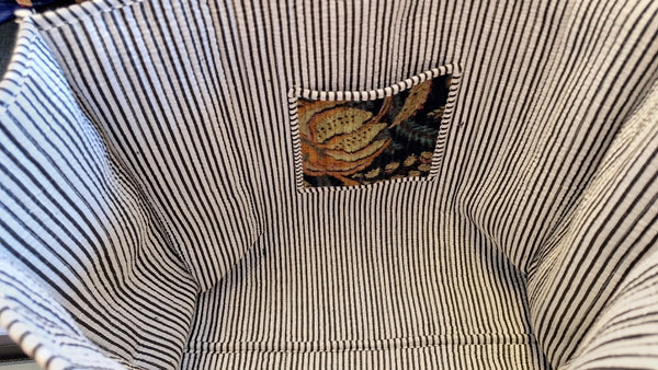 Cotton Velvet Tote Bag Black Trees