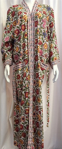 Anokhi Robe – White with Garden Flowers
