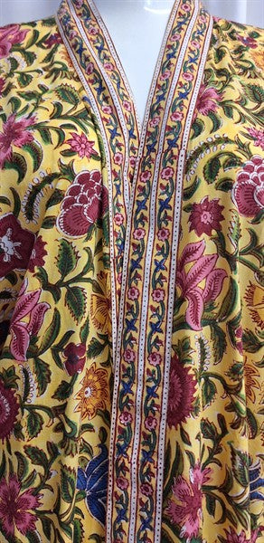 Anokhi Robe – Yellow with Garden Flowers