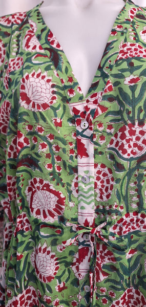 Anokhi Style Tie Kaftan - Green and Red