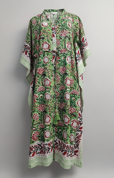 Anokhi Style Tie Kaftan - Green and Red