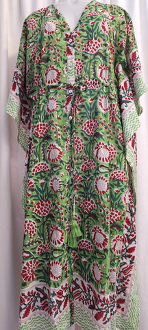 Anokhi Style Tie Kaftan - Green and Red