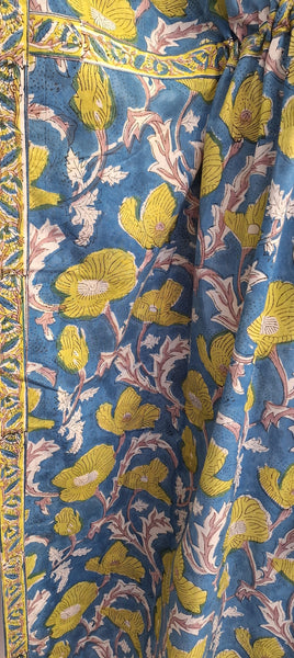 Anokhi Style Tie Kaftan -Blue and Lime