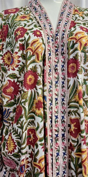 Anokhi Robe – White with Garden Flowers