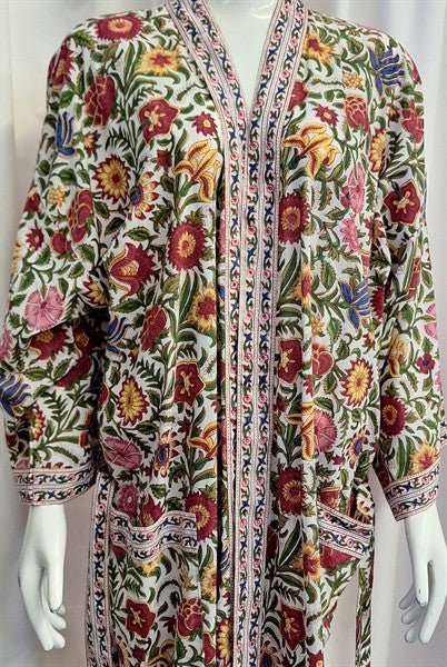 Anokhi Robe – White with Garden Flowers