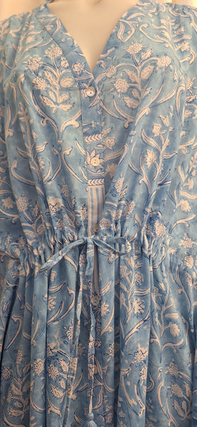 Anokhi Style Kaftan - Pale Blue