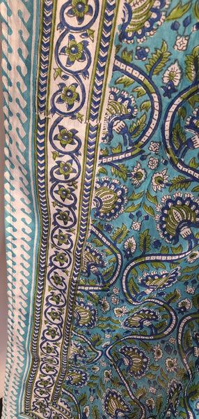 Anokhi Style Tie Kaftan - Teal and Blue