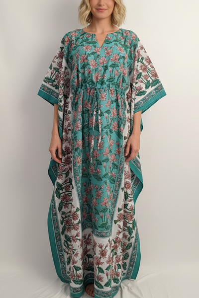 Anokhi Tie Kaftan - Pink Lotus
