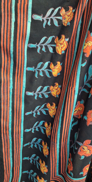 Anokhi Tie Kaftan - Black  with red and teal