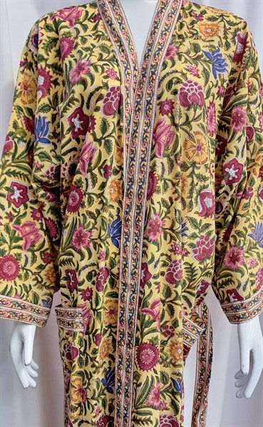 Anokhi Robe – Yellow with Garden Flowers
