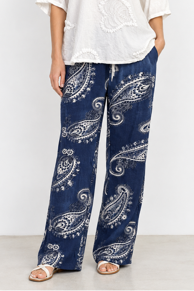 Italian Stretch Pants -  Paisley, Denim