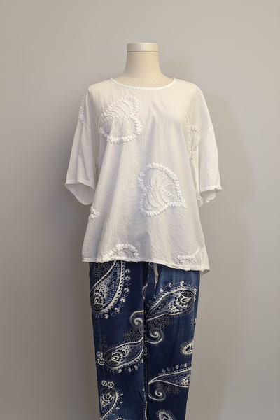 Italian Stretch Pants -  Paisley, Denim