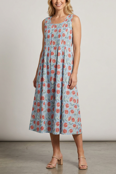 Cotton Nightdress - Blue Pōhutukawa