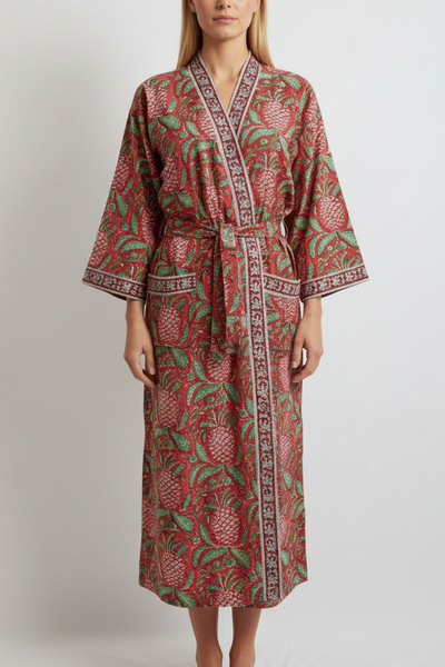 Anokhi Style Robe – Red and Green