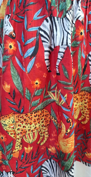 Cotton Animal Print Dress Red