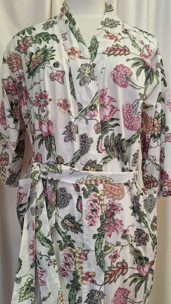 Cotton Robe  - Tree of Life - White