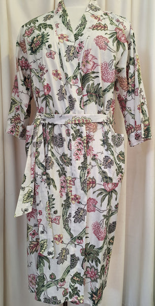 Cotton Robe  - Tree of Life - White