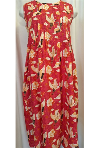 Cotton Dress Red Crane