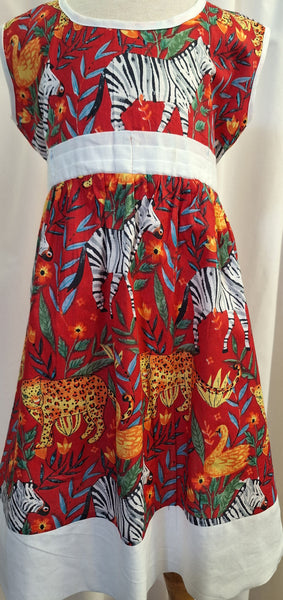 Cotton Animal Print Dress Red