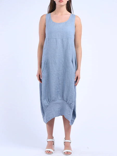 Round Neck, Ribbed Sides - Lt Denim