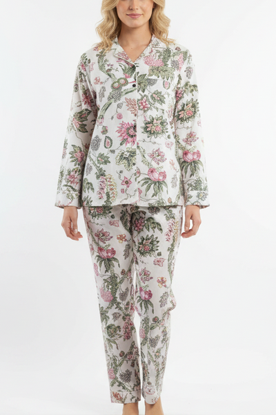 Cotton Pyjamas - White Floral