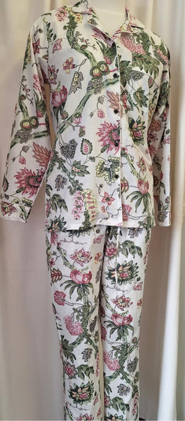 Cotton Pyjamas - White Floral