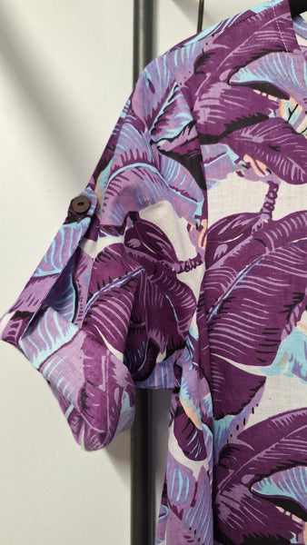 Banana Palm Curve Hem Dress - Wisteria