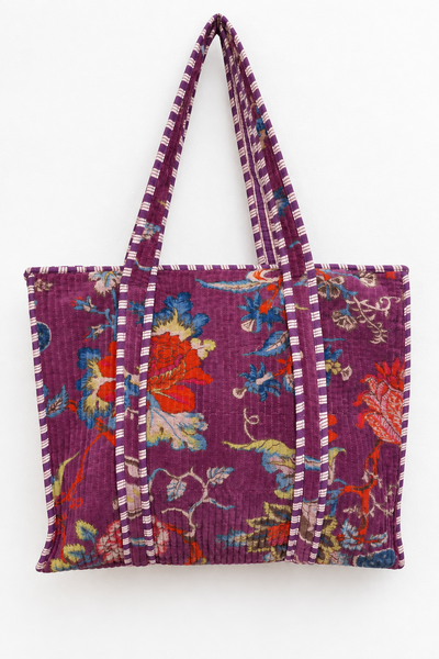 Cotton Velvet Tote Bag - Mauve