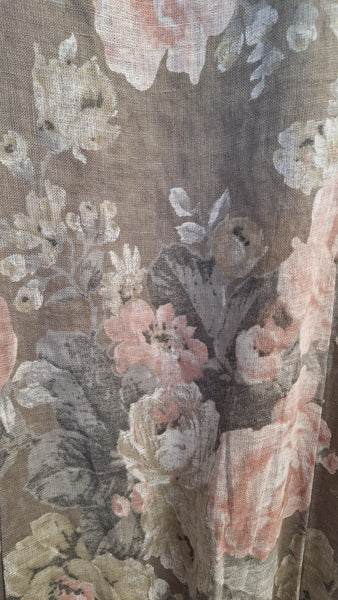Linen Antique Rose Print Mocha