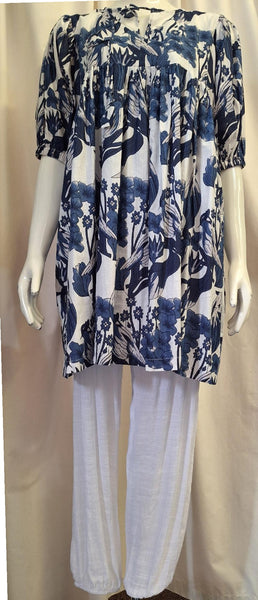 Bird Top, Navy and White