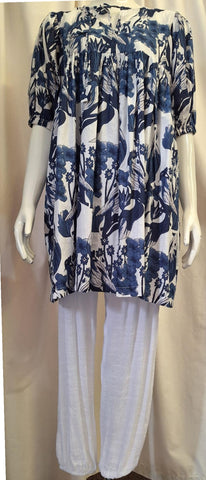 Bird Top, Navy and White