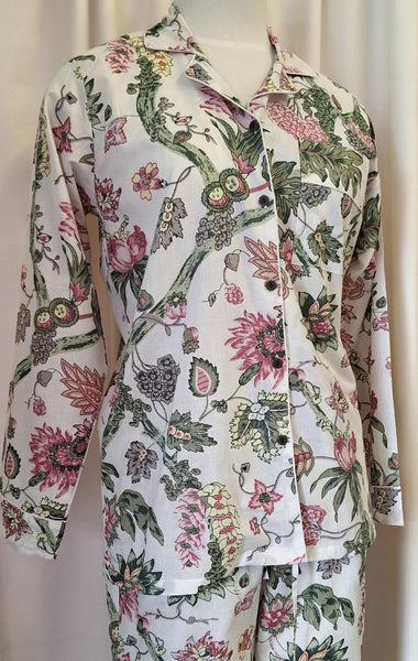 Cotton Pyjamas - White Floral