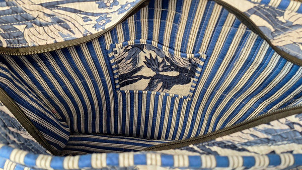 Cotton Tote Bag - Blue and White Birds