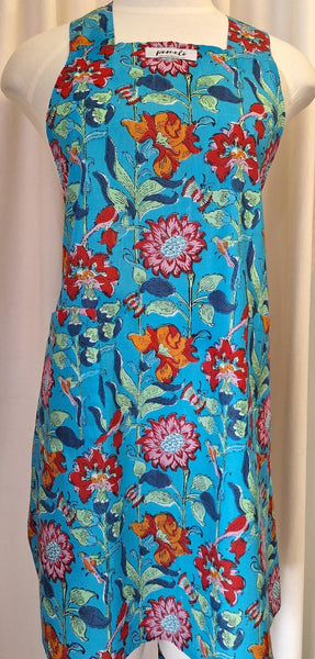 Smock Apron Turquoise Floral