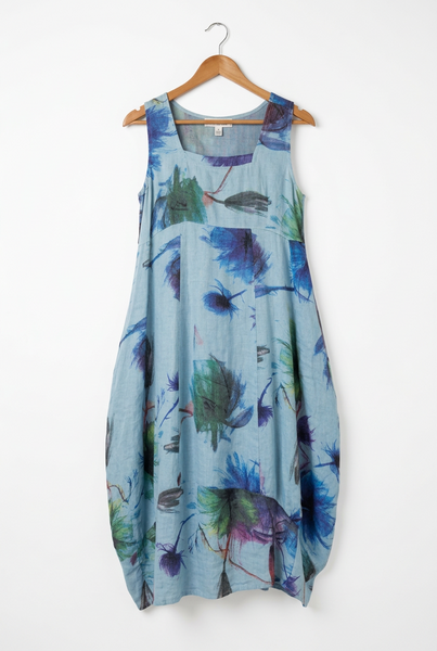 Italian Linen Dress - Dandelion Pale Blue