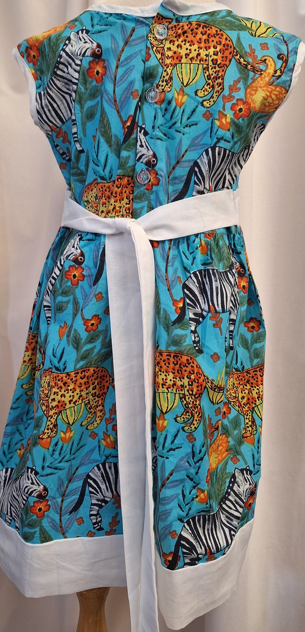 Cotton Animal Print Dress Aqua