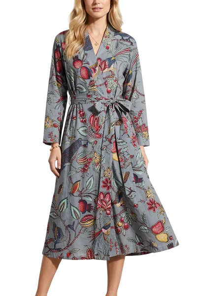 Cotton Robe - Bird and Berry