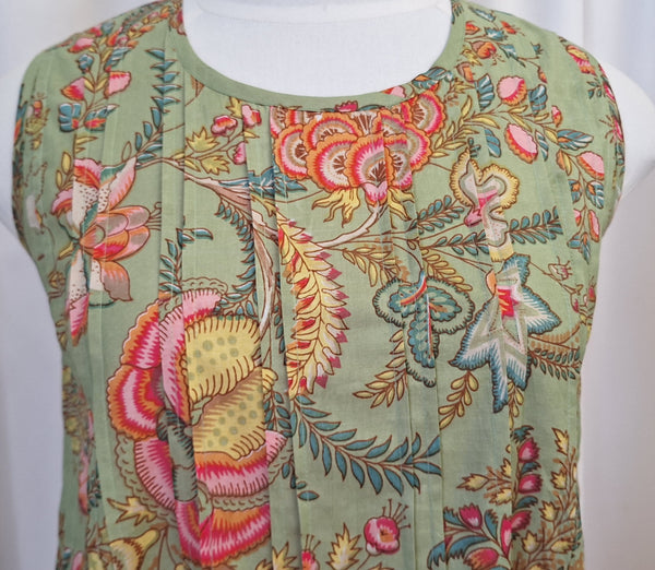 Exotic Flower Cotton Dress Green