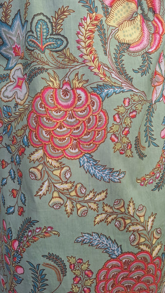 Exotic Flower Cotton Dress Green