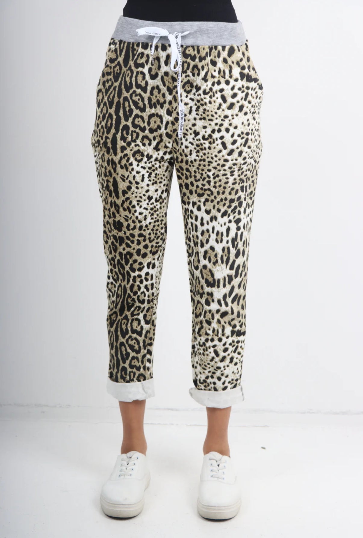 Italian Stretch Pants -  Leopard Print