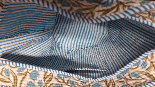 Cotton Kantha Tote Bag -  Blue Floral