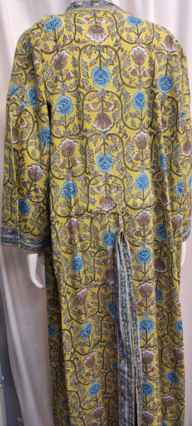 Anokhi Robe – Chartreuse and Turquoise