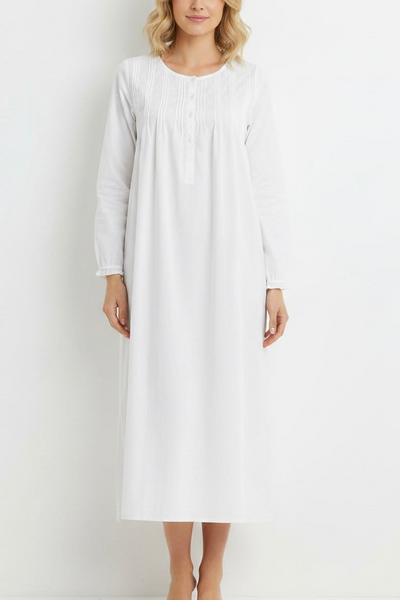 Downton Abbey style cotton nightdress, long sleeves