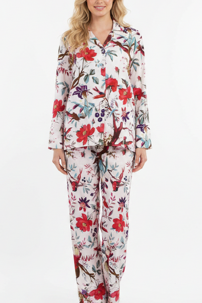 Bird of Paradise Cotton Pyjamas - White