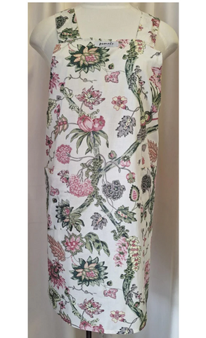 Smock Apron White Floral