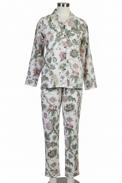 Cotton Pyjamas - White Floral