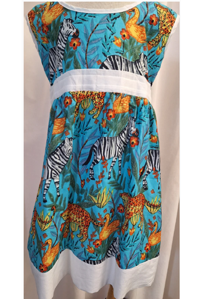 Cotton Animal Print Dress Aqua