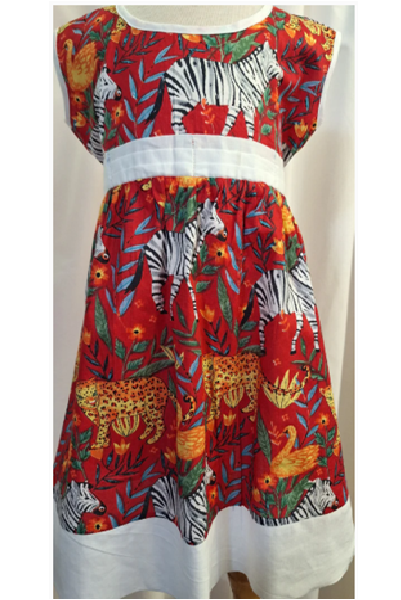 Cotton Animal Print Dress Red