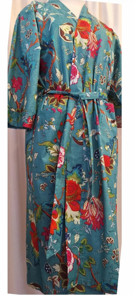 Cotton Robe - Tree of Life Teal